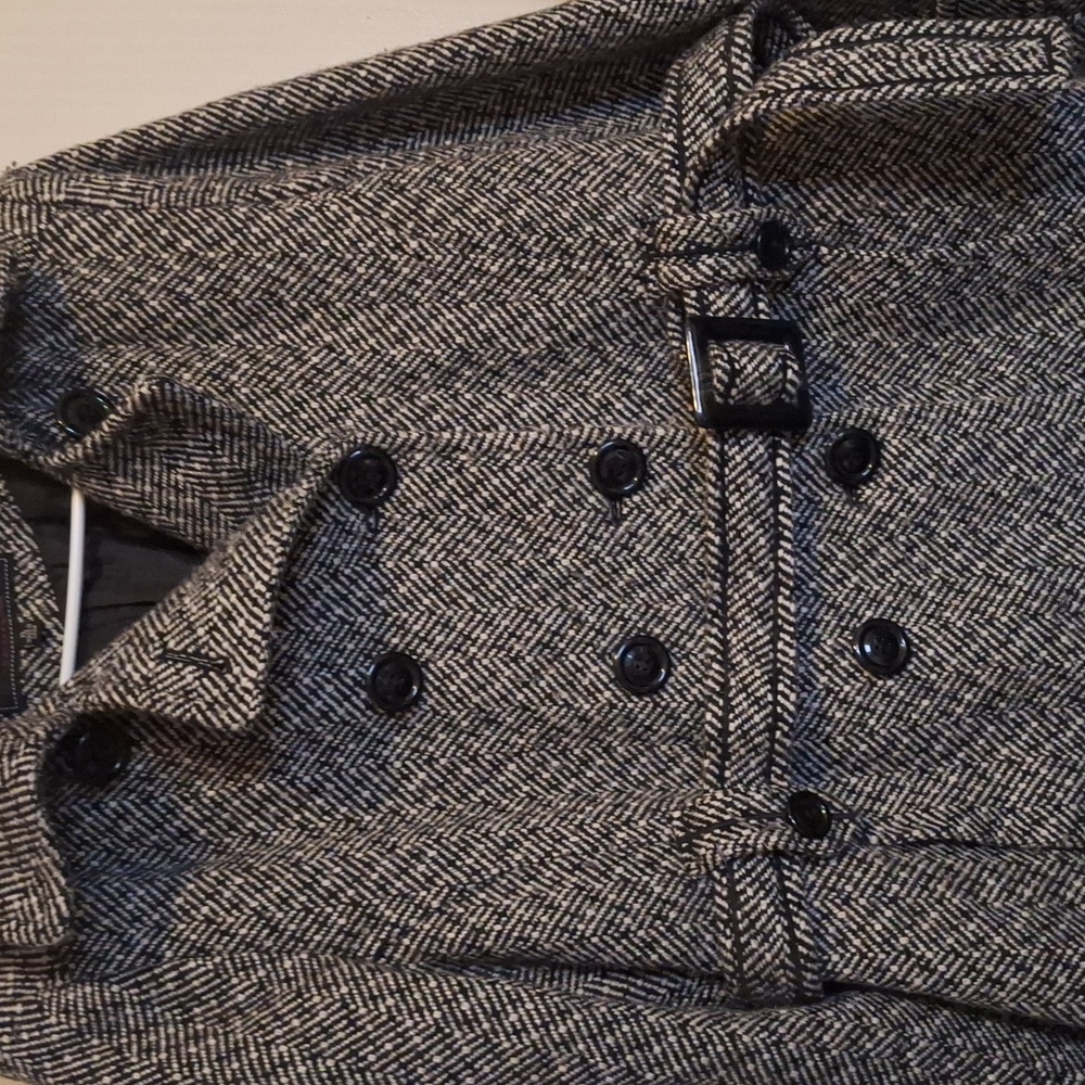 Stylish Black and White Herringbone Coat